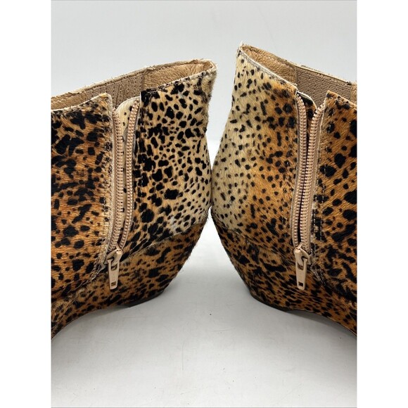 Matisse Nugent Wedge Bootie Cow Hair in Leopard Leather real fur Size 9.5 - Picture 15 of 16